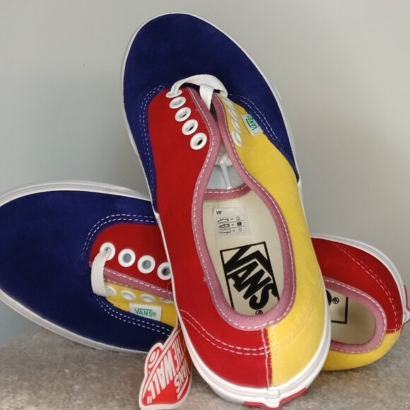 VANS Authentic Suede Canvas Sneaker - Red, Yellow, Blue - Womens 8.0 /Mens 6.5 - Picture 3 of 7